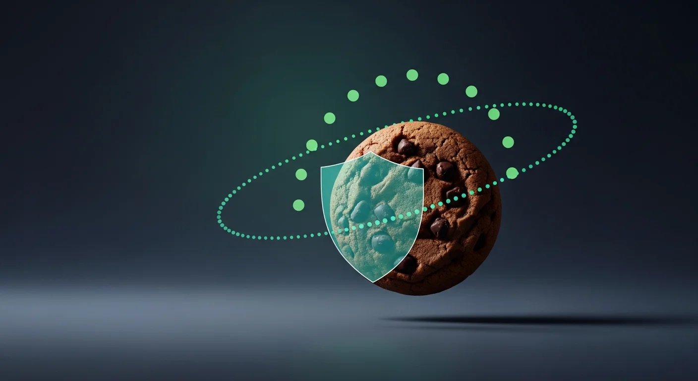 Privacy shield and cookie illustration representing GDPR compliance for small business websites