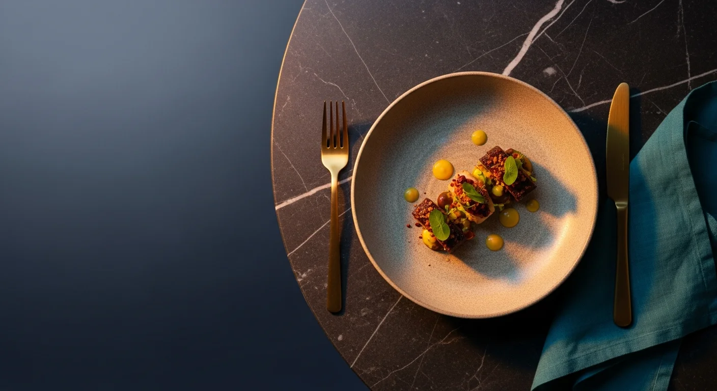 Plate and utensils illustration representing a modern restaurant website