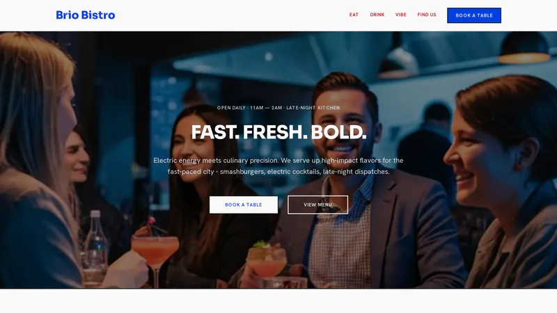 Bistro Restaurant — landing hero (desktop)
