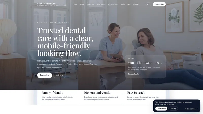 Modern Dentist — landing hero (desktop)