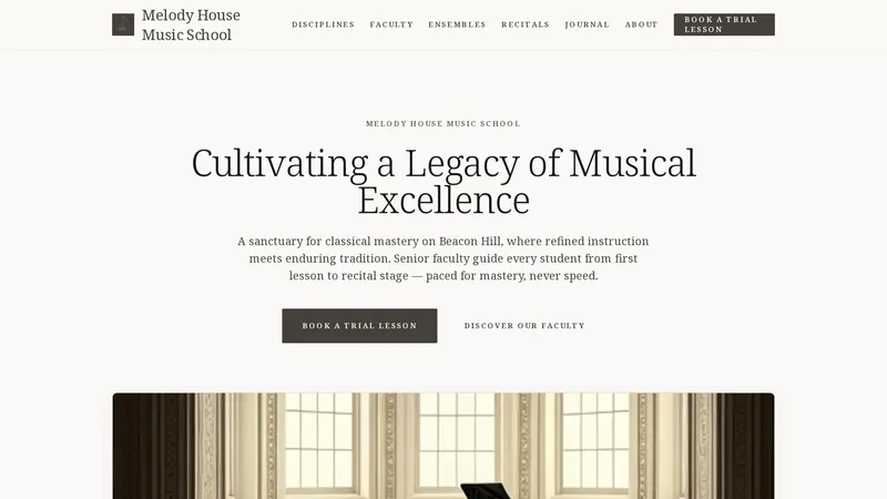Music School — landing hero (desktop)